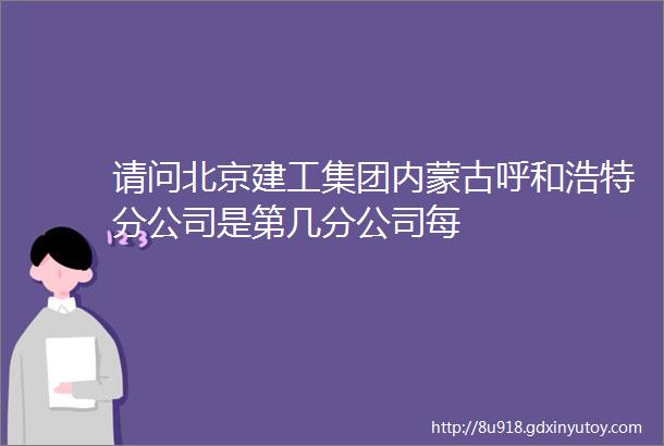 请问北京建工集团内蒙古呼和浩特分公司是第几分公司每